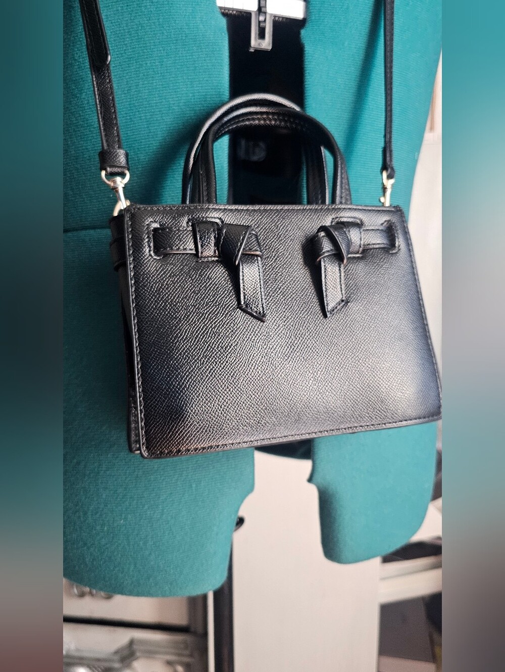 Zara Black Textured Mini Crossbody Bag